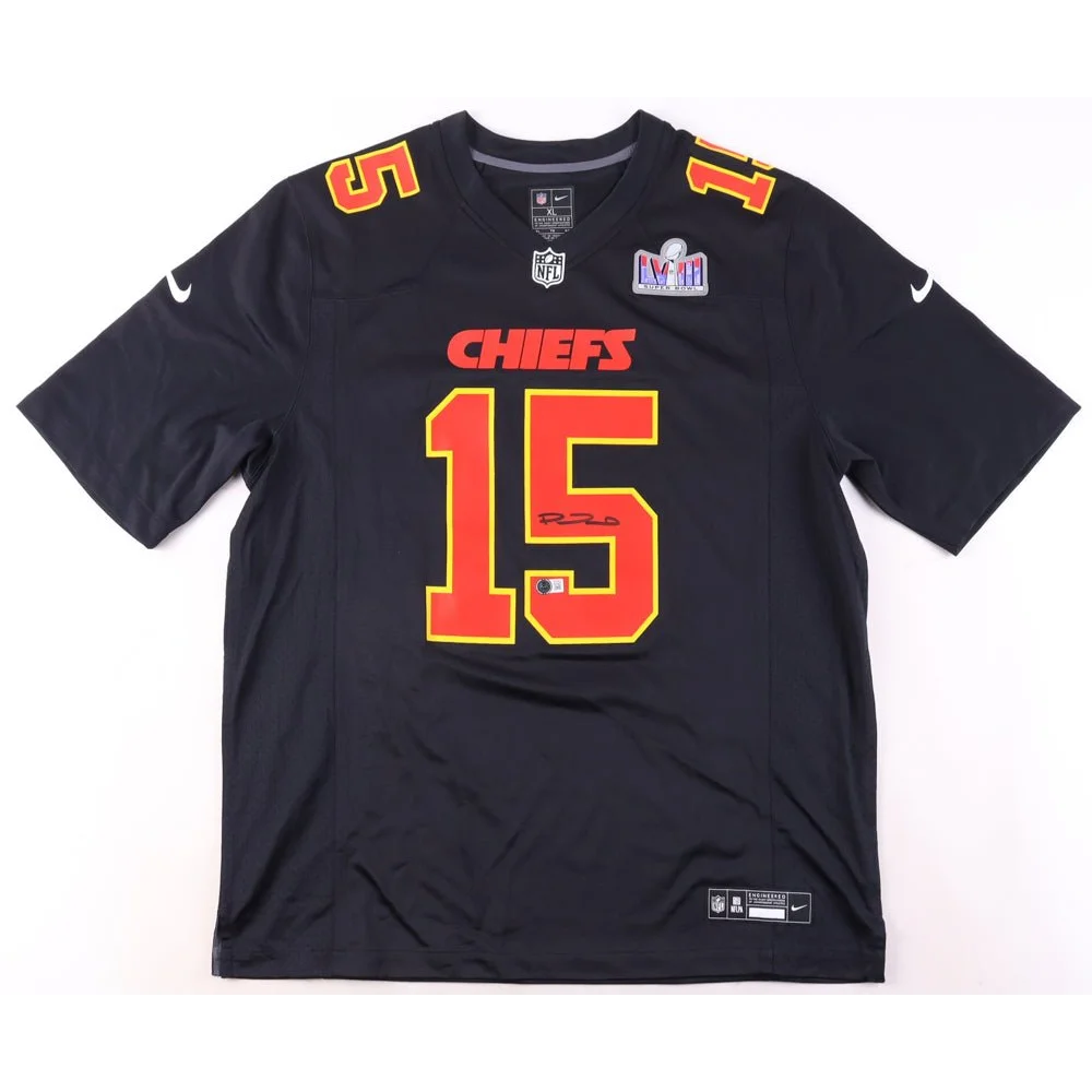 Patrick Mahomes II signed Chiefs jersey with LVIII patch and red gold trim