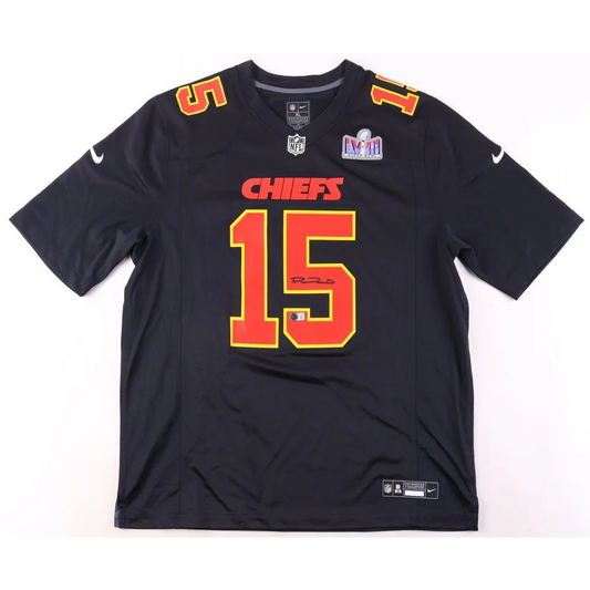 Patrick Mahomes II signed Chiefs jersey with LVIII patch and red gold trim