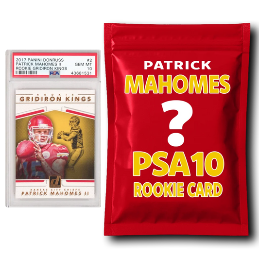 Patrick Mahomes PSA 10 rookie card in red glossy mystery pack