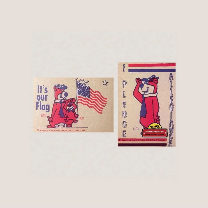 Vintage patriotic cartoon bears on Patriotic Bicentennial Yogi Bear Stickers from 1975
