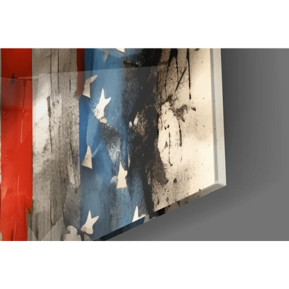 Patriotic Eagle American Flag glass wall art canvas print