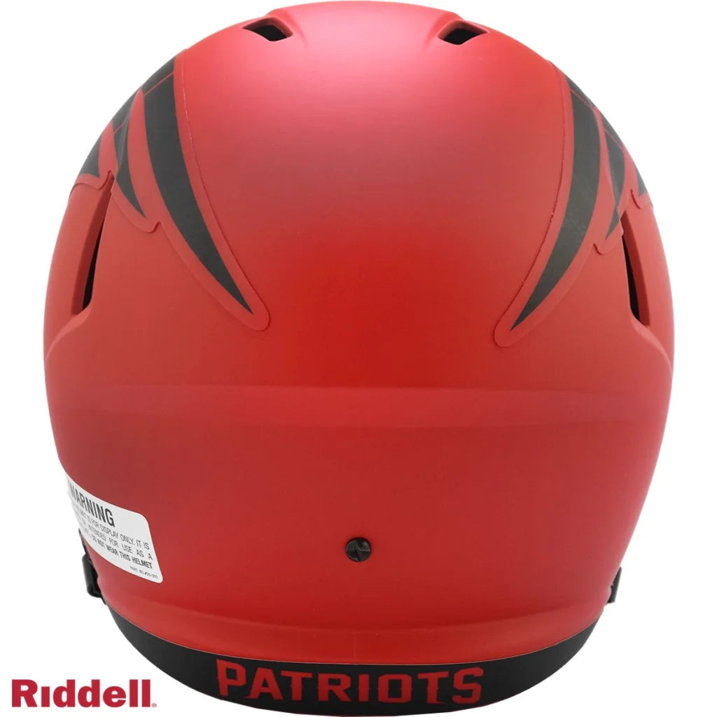 Red matte Riddell Patriots replica football helmet with black and gray design