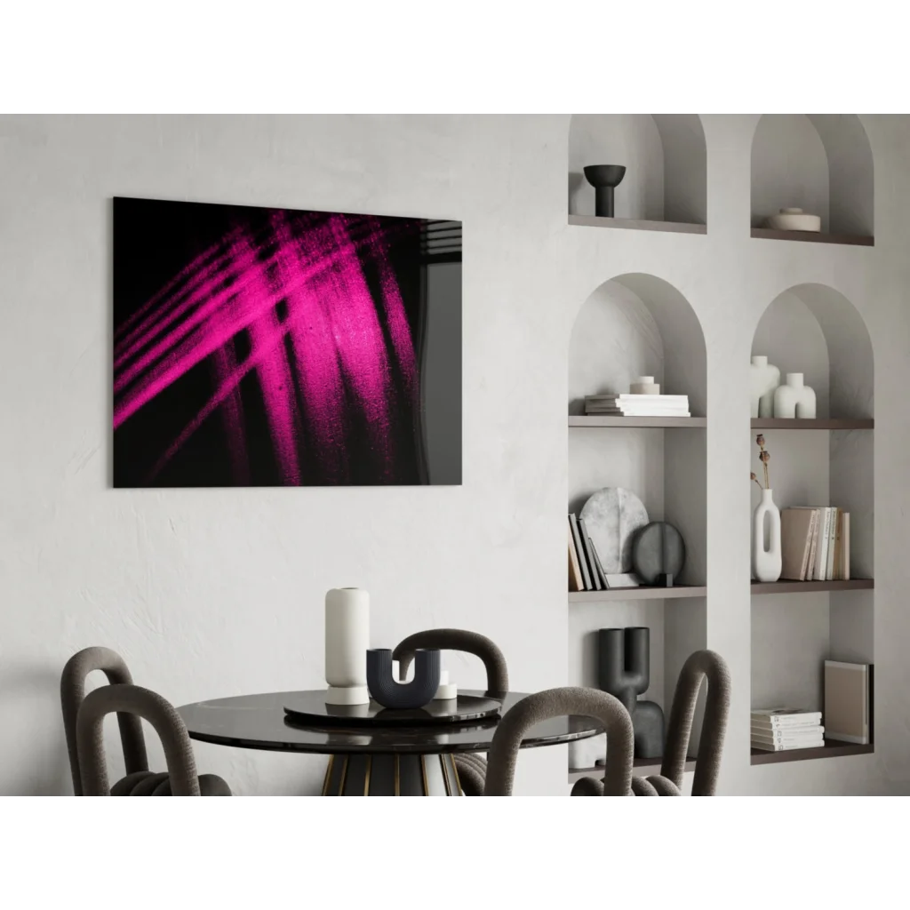 Vibrant magenta glow abstract wall art canvas on sleek black background