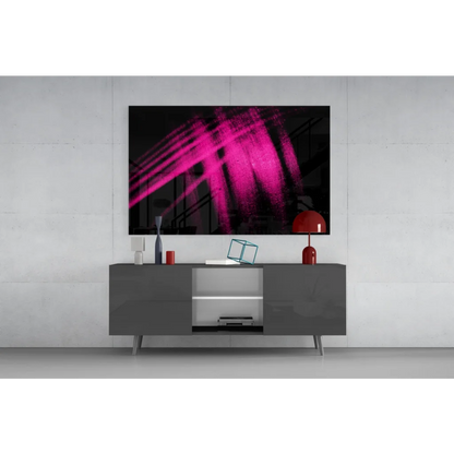 Vibrant magenta abstract wall art in sleek black frame