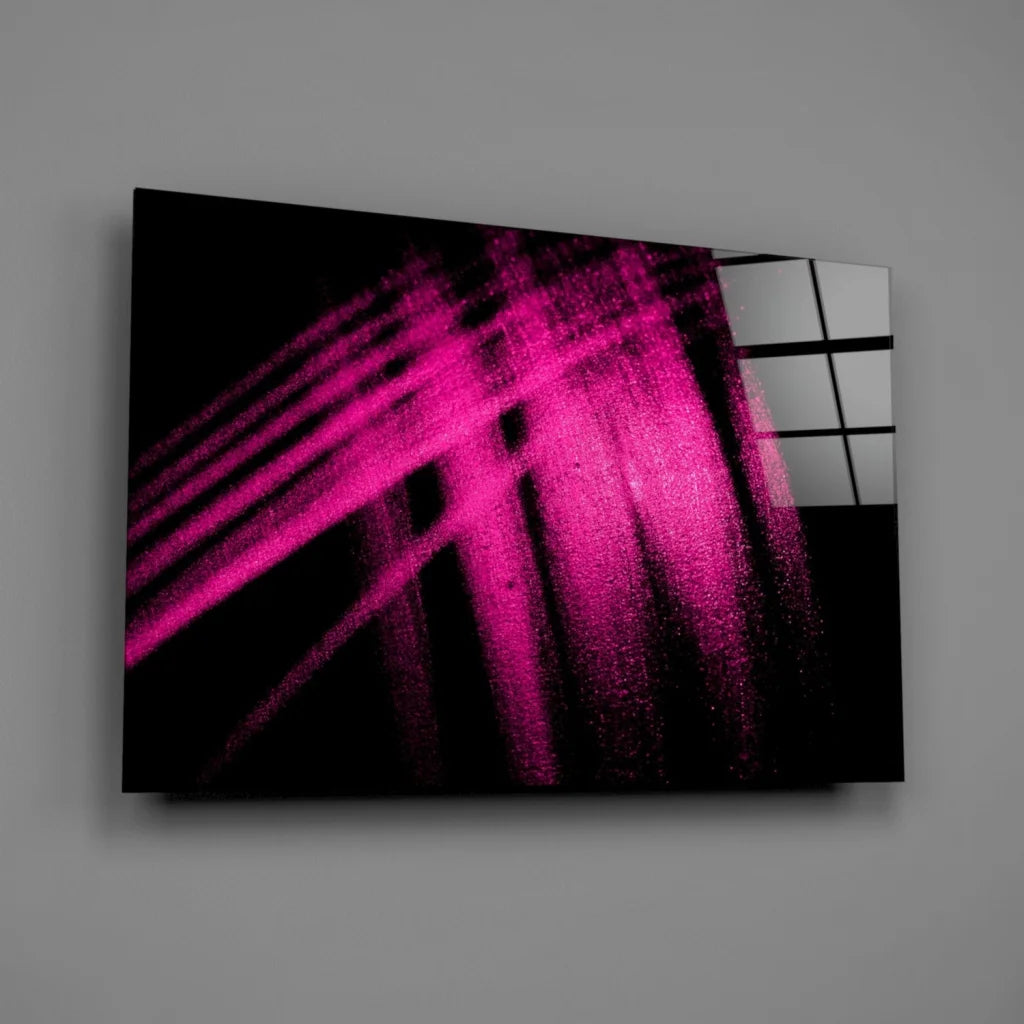 Vibrant magenta glow abstract wall art canvas on black background