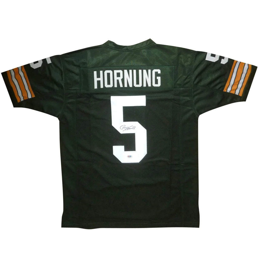 Paul Hornung autographed Green Bay Packers green #5 jersey with striped sleeves