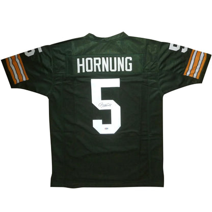 Paul Hornung autographed Green Bay Packers green #5 jersey with striped sleeves