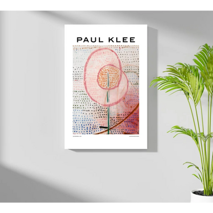 Stylized pink flower art on Insigne Aluminum Prints by Paul Klee