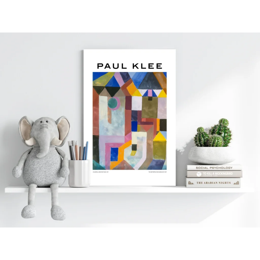 Vibrant Paul Klee geometric insigne aluminum print in colorful abstract design