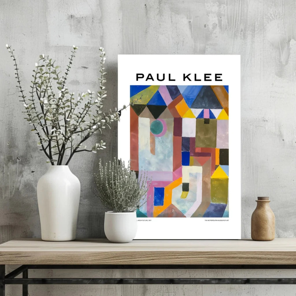 Vibrant Paul Klee geometric insigne aluminum print in colorful abstract composition