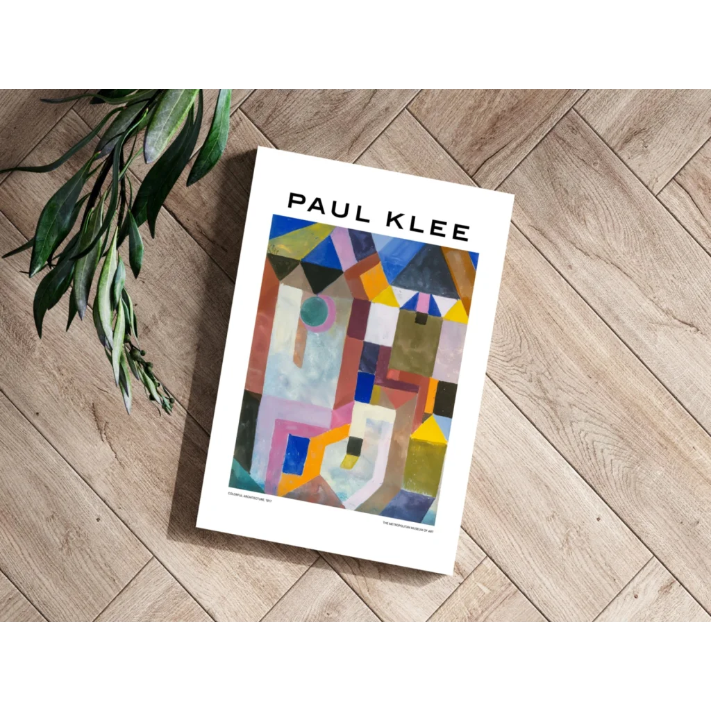 Vibrant Paul Klee geometric insigne aluminum print on wood