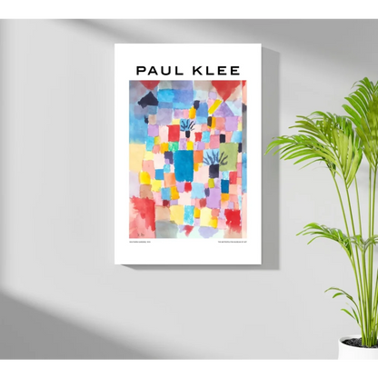 Vibrant Paul Klee-inspired abstract geometric aluminum print in bold colors