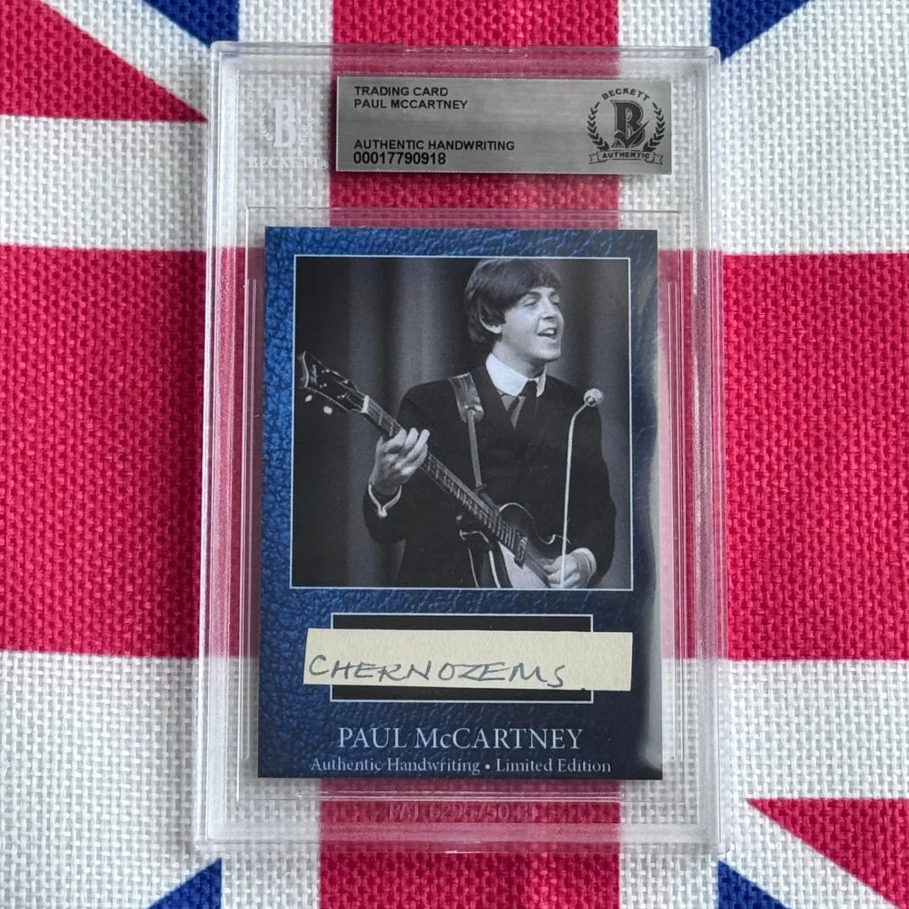 Paul McCartney graded autograph trading card in protective case