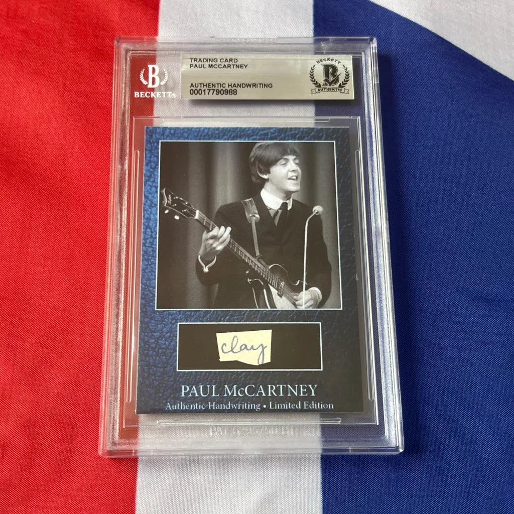 Paul McCartney trading card with authentic original handwriting and graded autograph