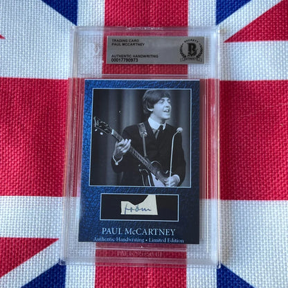 Paul McCartney autographed trading card with guitar photo and handwritten note from rock n roll music history