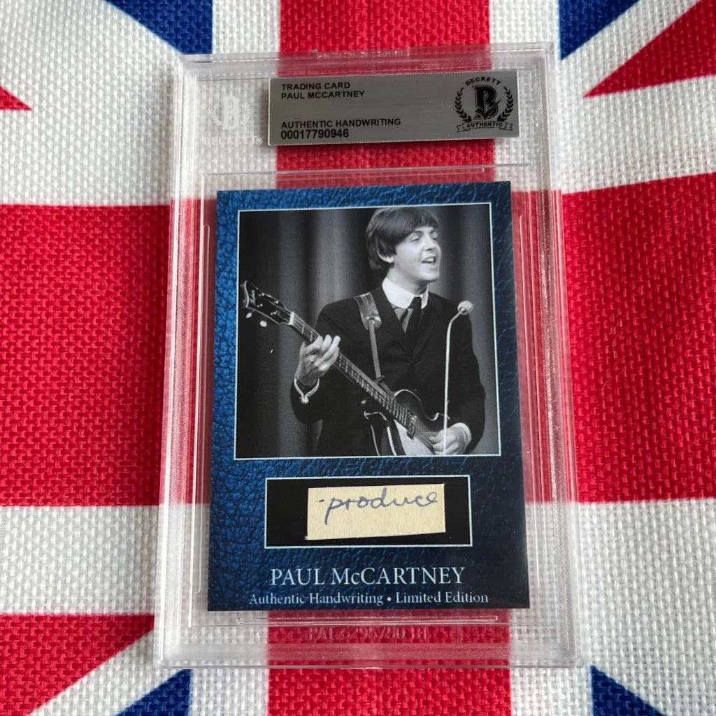 Paul McCartney signed trading card in protective sleeve