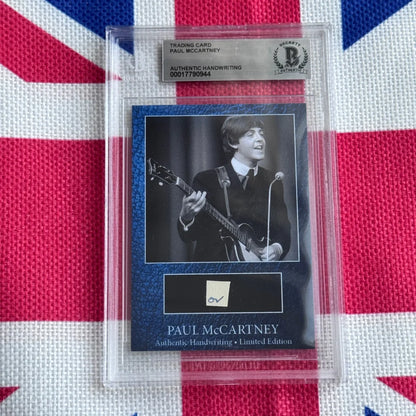 Paul McCartney guitar card with original handwriting, rock n roll icon