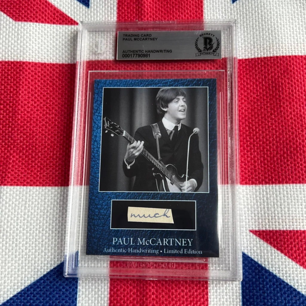 Paul McCartney signed trading card with guitar photo, rock n roll icon