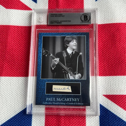 Paul McCartney signed trading card with guitar photo, rock n roll icon