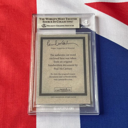 Graded Paul McCartney autograph card showcasing original handwriting from Paul McCartney’s collection