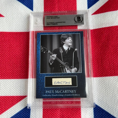 Paul McCartney graded autograph trading card with guitar and handwritten note in rock n roll music history