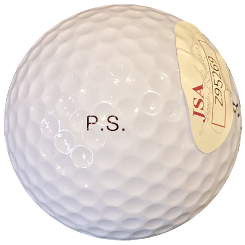 Payne Stewart signed golf ball with p.s. engraving and gold JSA label