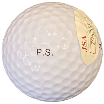 Payne Stewart signed golf ball with p.s. engraving and gold JSA label