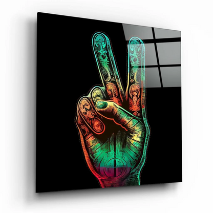 Rainbow Peace Sign Glass Wall Art with Black Frame | Insigneart USA | vintageantiquesgifts.com