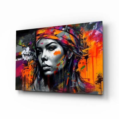 Bold Splash Portrait Canvas Wall Art with Orange Purple Graffiti | Insigneart USA | vintageantiquesgifts.com