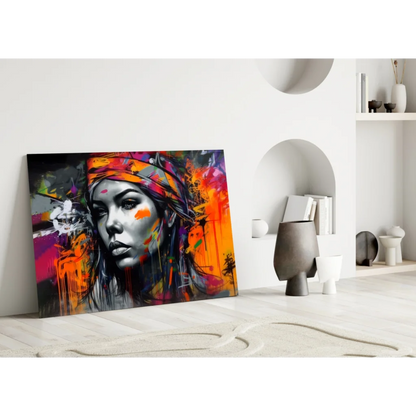 Bold Splash Portrait Canvas Wall Art with Orange Purple Graffiti | Modern Wall Art Decor | vintageantiquesgifts.com