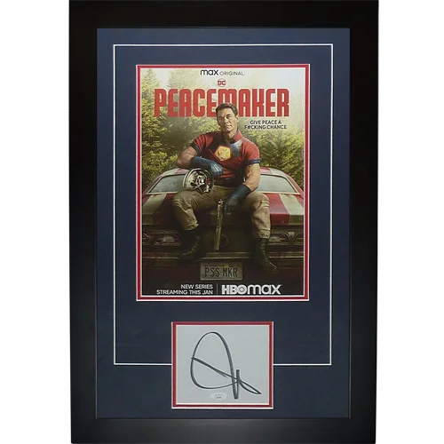 Framed 11x17 TV poster of Peacemaker with John Cena autograph