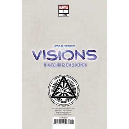 Peach Momoko Star Wars comic book with textured gray background and purple lettering