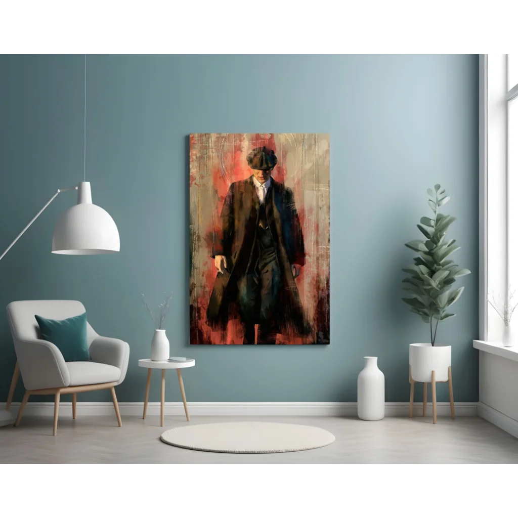 Vintage Man Portrait Glass Wall Art in Bold Red Tones | Contemporary Home Wall Art | vintageantiquesgifts.com