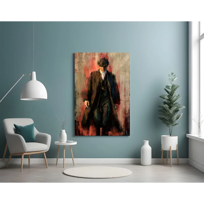 Vintage Man Portrait Glass Wall Art in Bold Red Tones | Contemporary Home Wall Art | vintageantiquesgifts.com