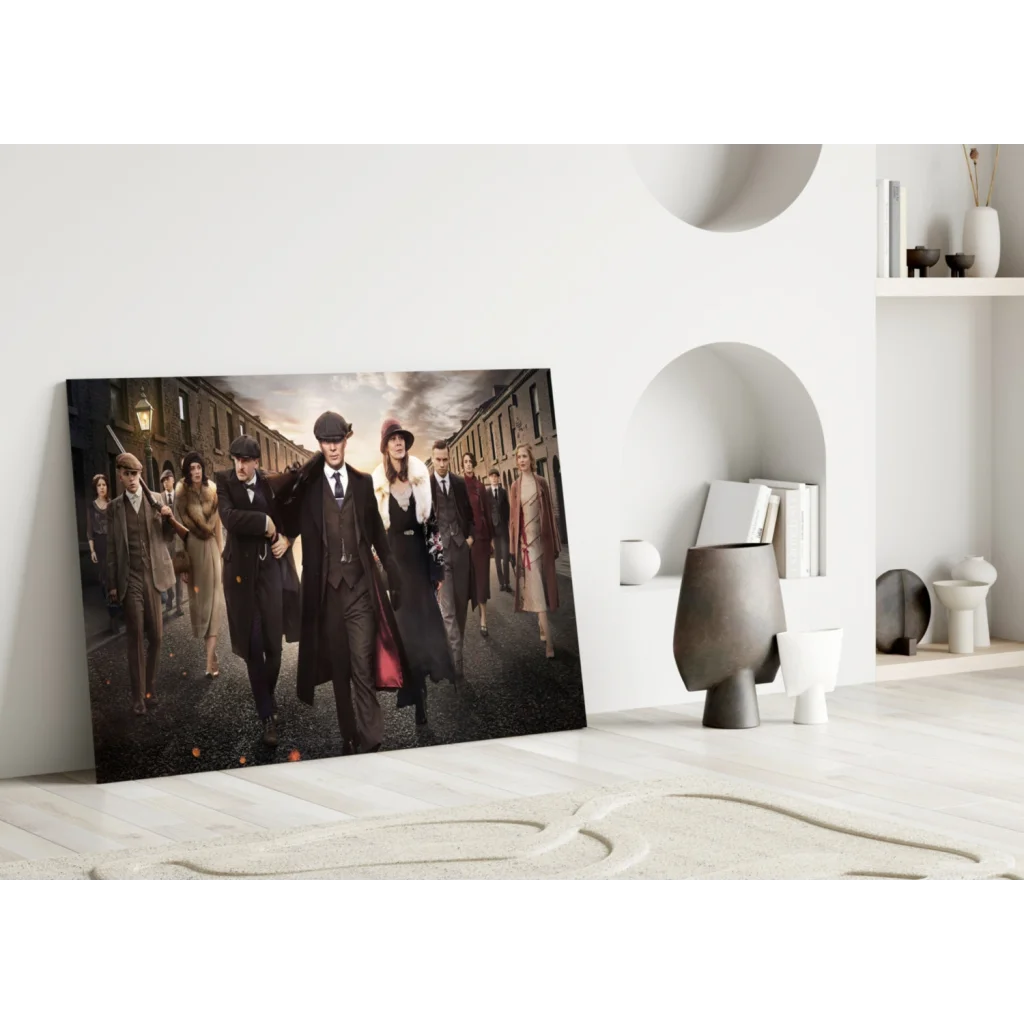 Peaky Blinders Glass Wall Art with Vintage Gang Portrait | Modern Wall Art Decor | vintageantiquesgifts.com