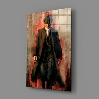 Vintage Man Portrait Glass Wall Art in Bold Red Tones | Glass Wall Art Print | vintageantiquesgifts.com