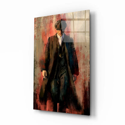 Vintage Man Portrait Glass Wall Art in Bold Red Tones | Insigneart USA | vintageantiquesgifts.com
