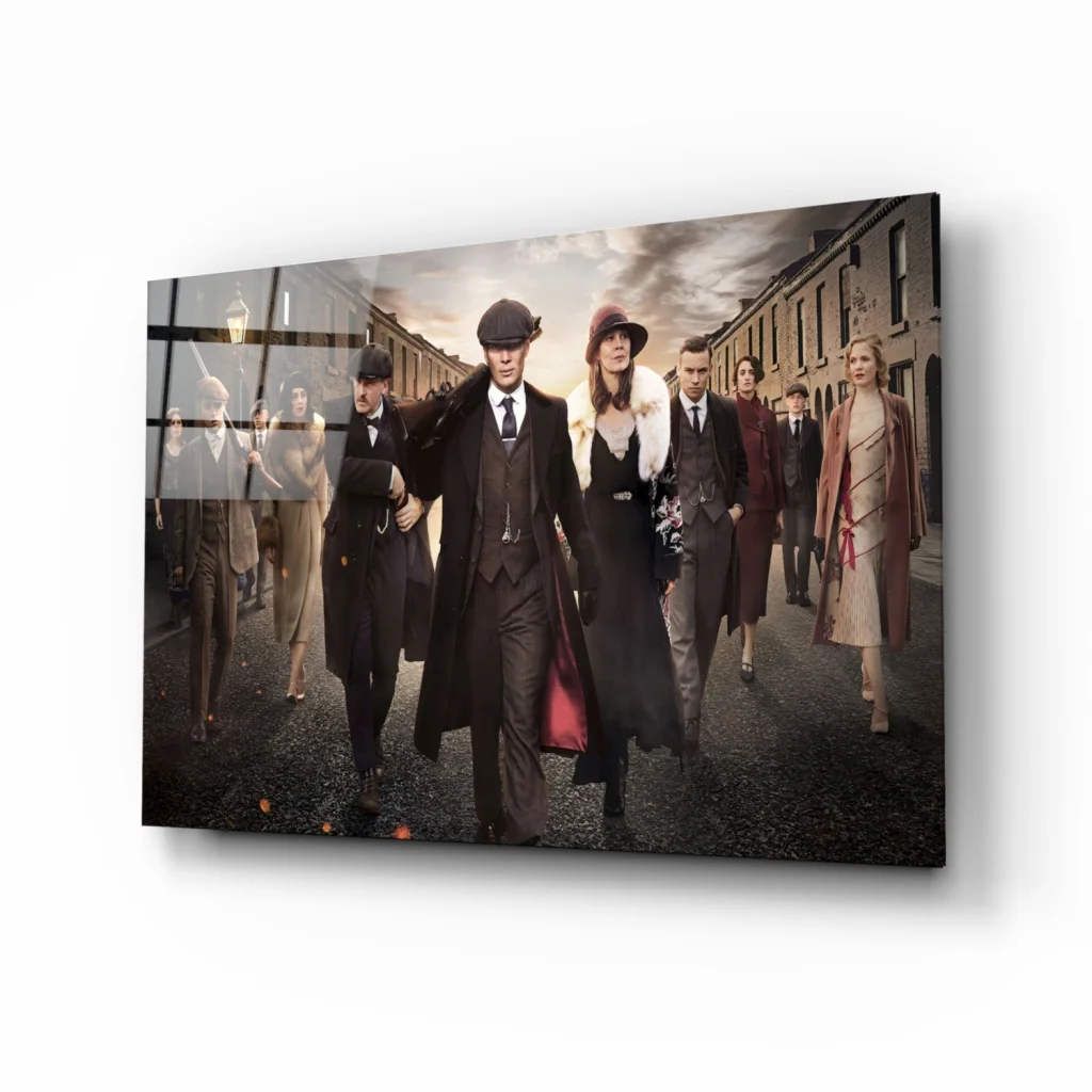 Peaky Blinders Glass Wall Art with Vintage Gang Portrait | Insigneart USA | vintageantiquesgifts.com