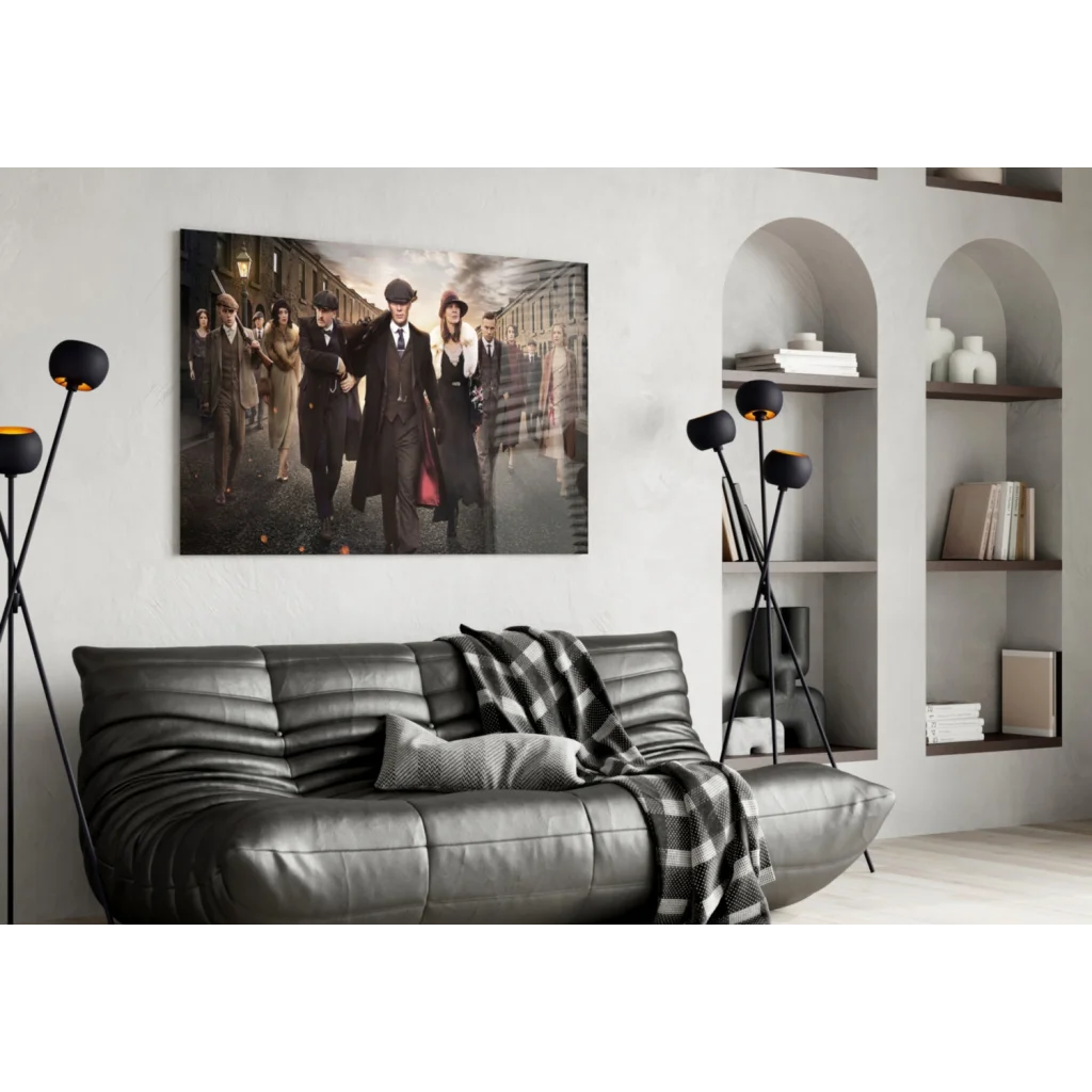 Peaky Blinders Glass Wall Art with Vintage Gang Portrait | Contemporary Home Wall Art | vintageantiquesgifts.com