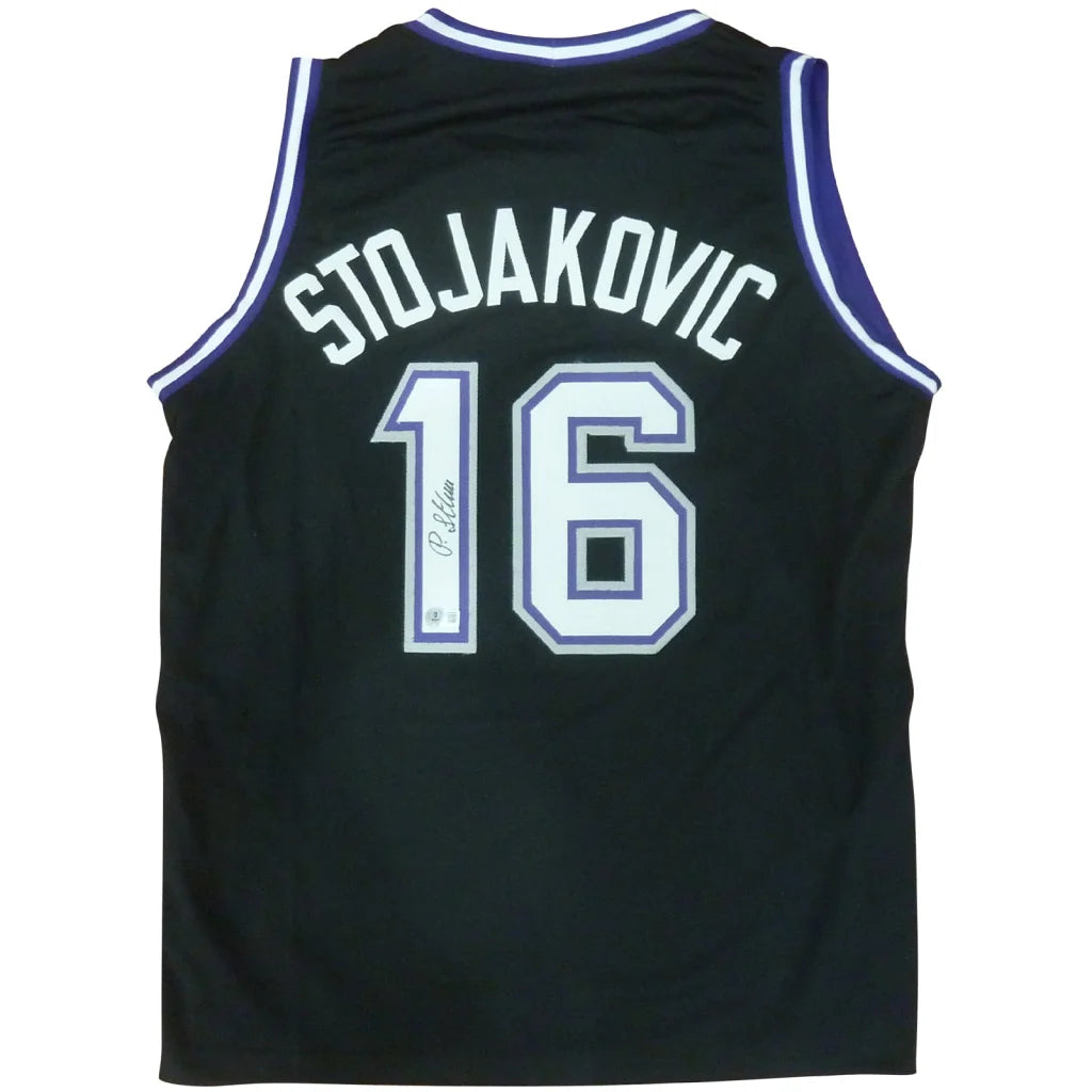 Peja Stojakovic autographed Sacramento Kings black jersey number 16