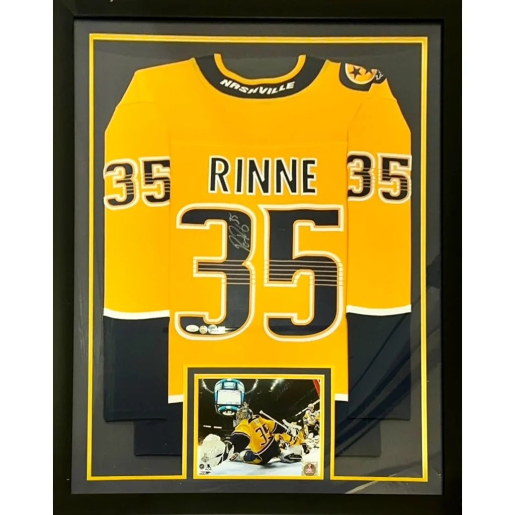 Pekka Rinne autographed Nashville Predators gold #35 framed jersey
