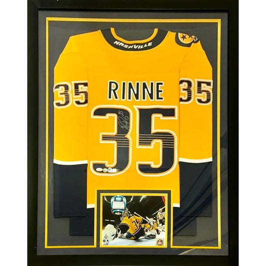 Pekka Rinne autographed Nashville Predators gold #35 framed jersey
