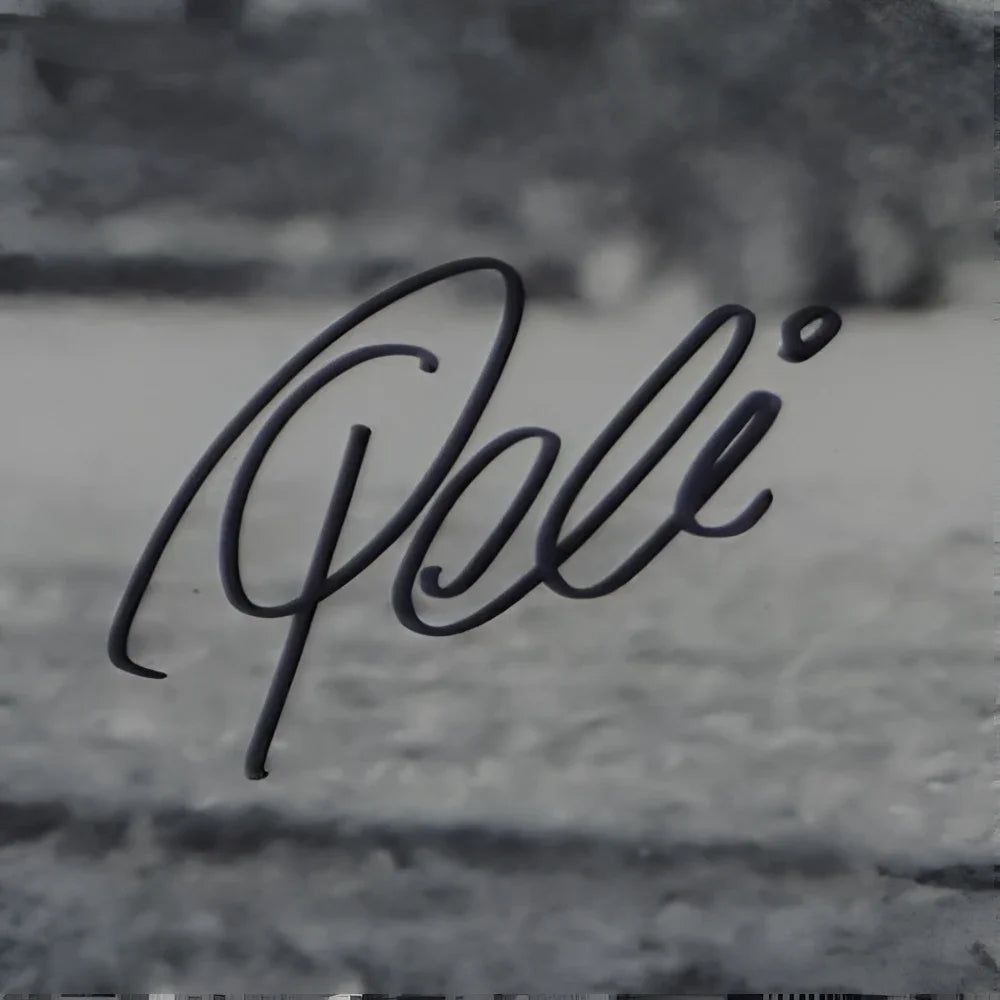 Pele autographed Brazil soccer photo with black cursive poli signature on textured surface