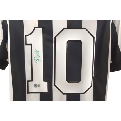 Black and white striped Pele signed Number 10 soccer jersey with COA