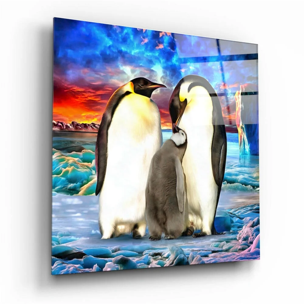 Stunning Arctic Penguin and Polar Bear Glass Wall Art Collection | Insigneart USA | vintageantiquesgifts.com