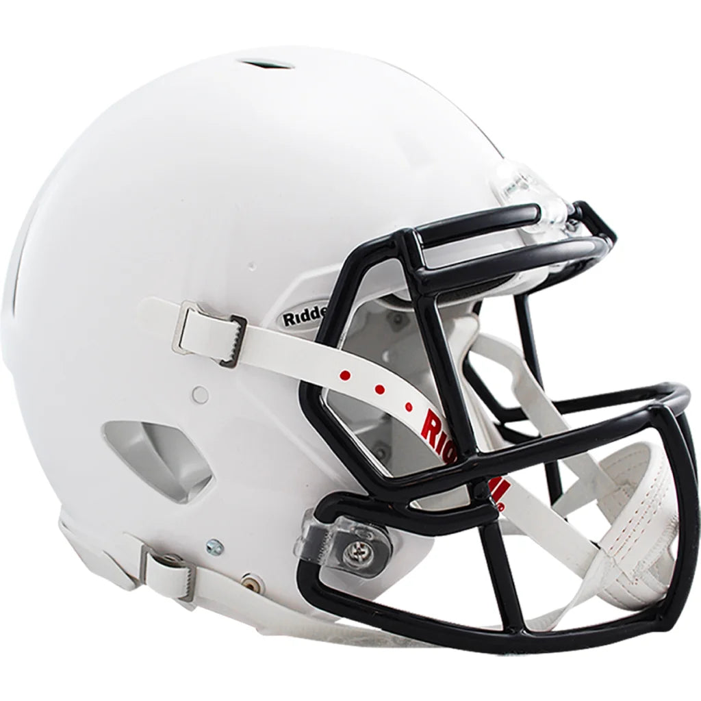 White Penn State Riddell Speed football helmet with black faceguard