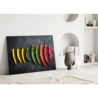Fiery Chili Peppers Canvas Wall Art on Black Background | Modern Wall Art Decor | vintageantiquesgifts.com