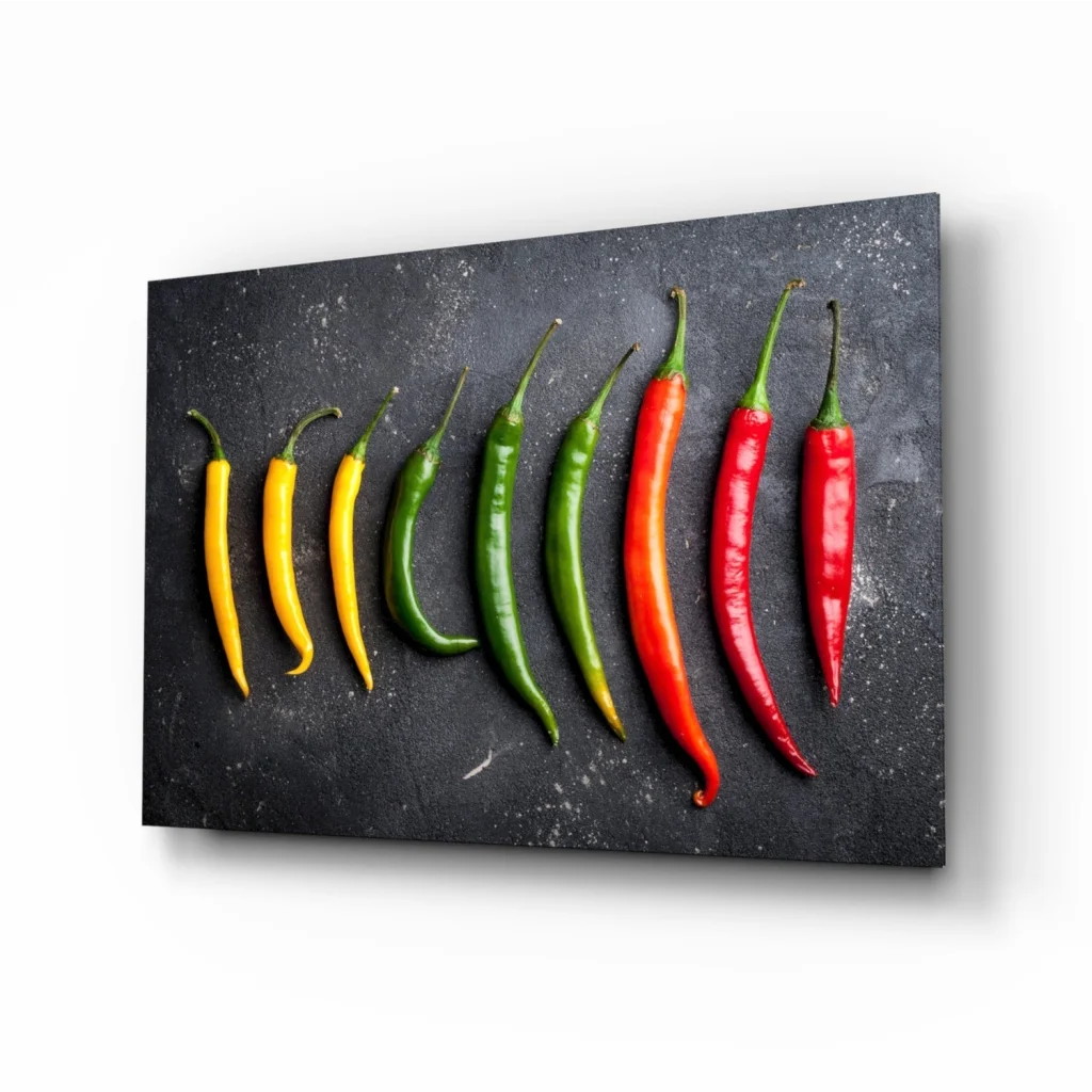 Fiery Chili Peppers Canvas Wall Art on Black Background | Insigneart USA | vintageantiquesgifts.com