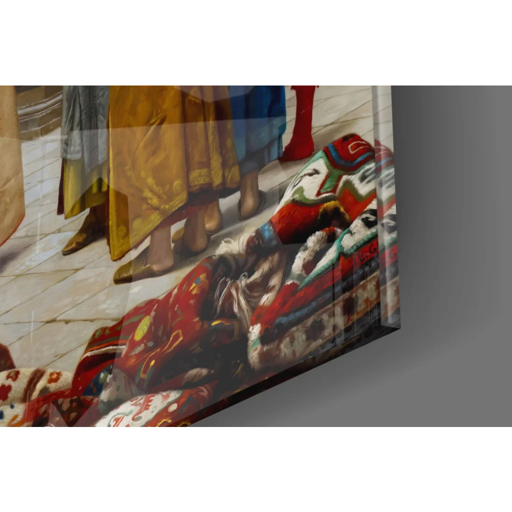 Vibrant Persian Bazaar rug market scene canvas wall art