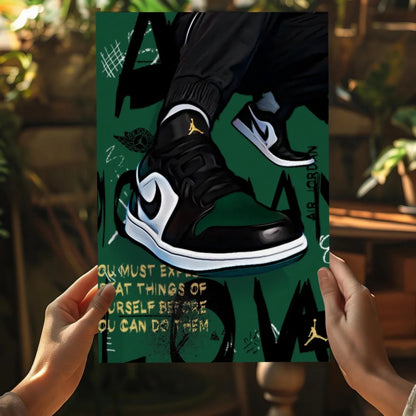 Black and white Air Jordan 1 high-top sneaker poster print